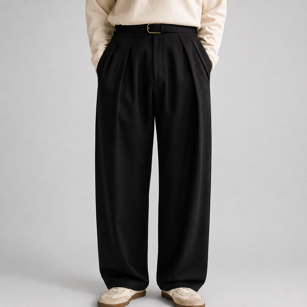 Men's Pleated Wide Leg Trousers – High Waist Tailored Dress Pants