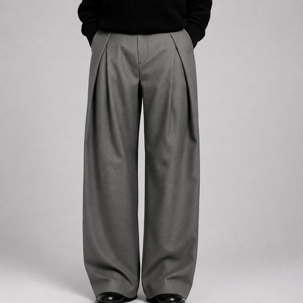 Men's Pleated Wide Leg Trousers – High Waist Tailored Dress Pants