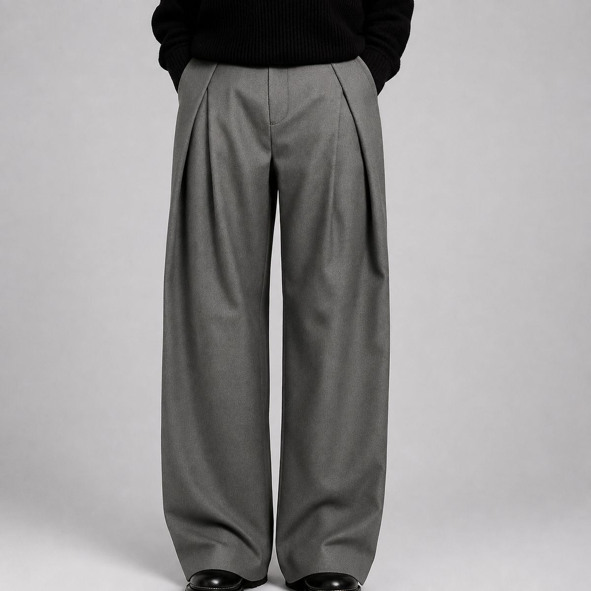 Men's Pleated Wide Leg Trousers – High Waist Tailored Dress Pants