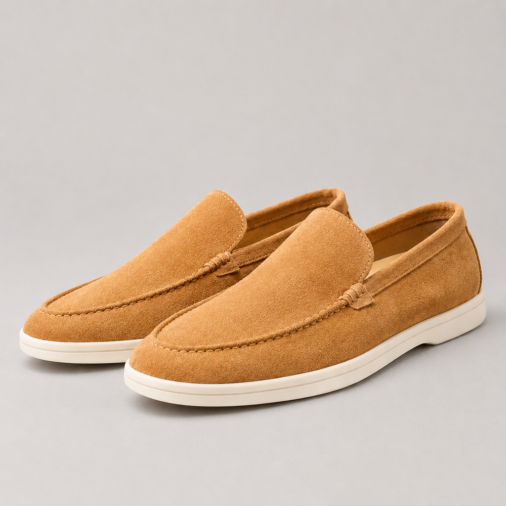 Men's Suede-Look Slip-On Loafers – Lightweight Cushioned Casual Shoes