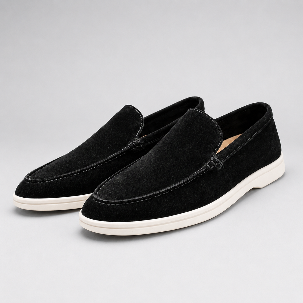 Men's Suede-Look Slip-On Loafers – Lightweight Cushioned Casual Shoes