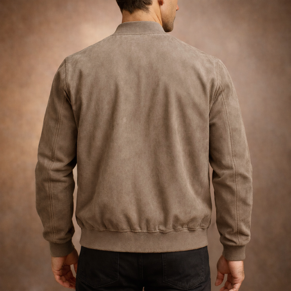 Men's Suede-Look Bomber Jacket – Lightweight Smart Casual Layer