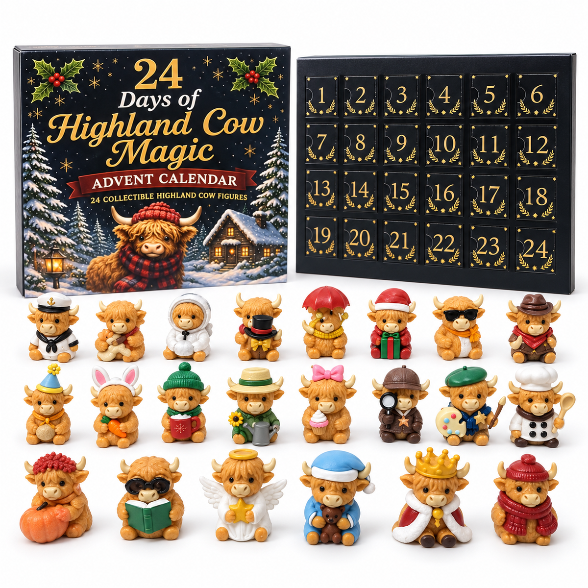 Ivy | Highland Cow Christmas Advent Calendar with 24 Farmhouse Surprises
