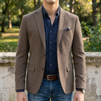 Men's Slim Fit Notch Lapel Blazer – Single-Breasted Textured Sport Coat