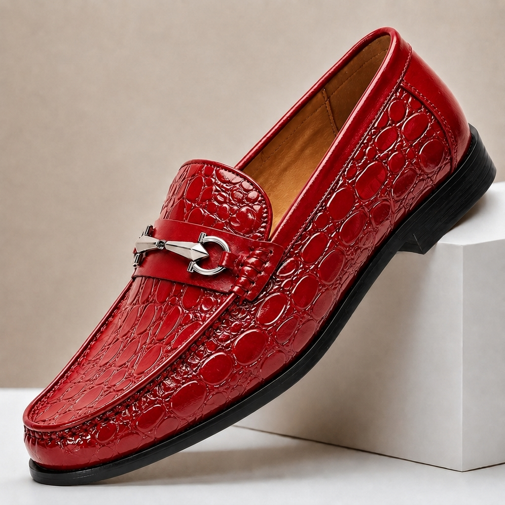 Lucian | Men Croc Texture Horsebit Loafers
