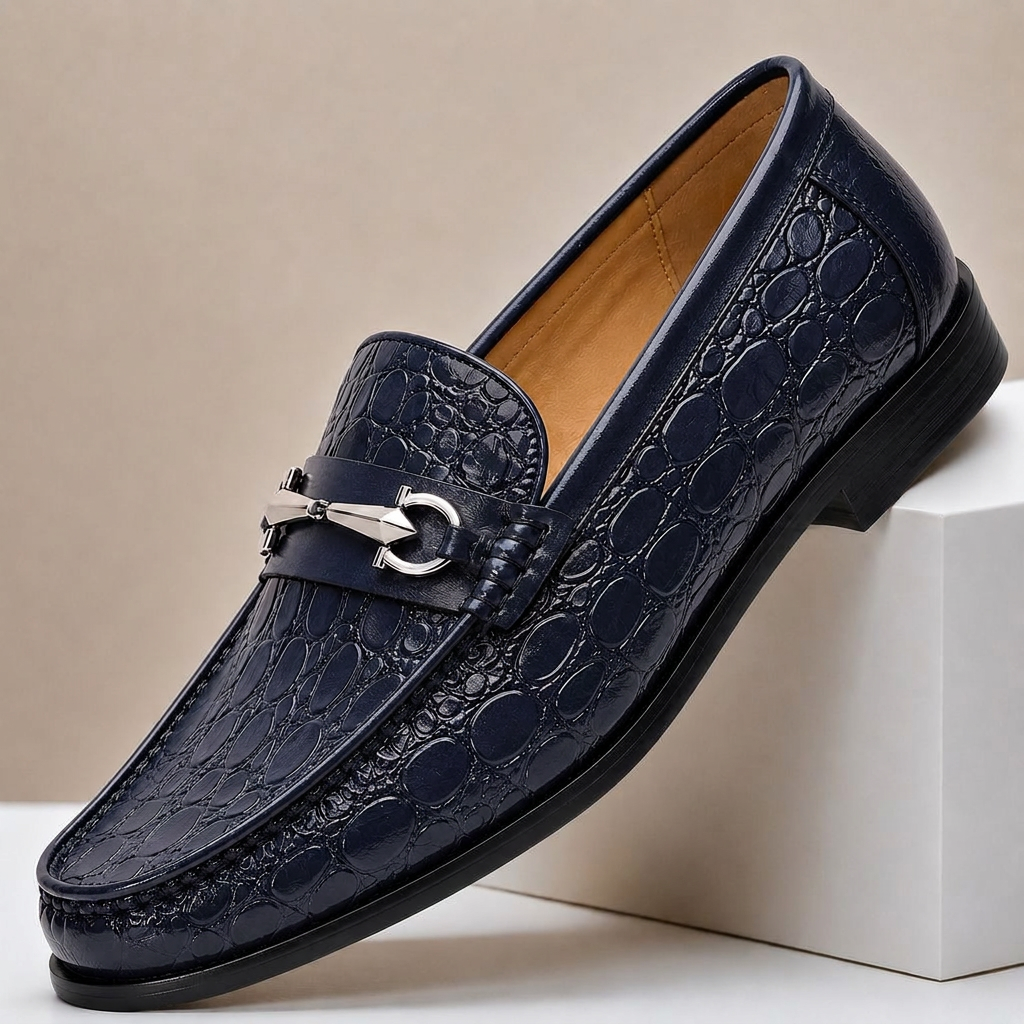 Lucian | Men Croc Texture Horsebit Loafers