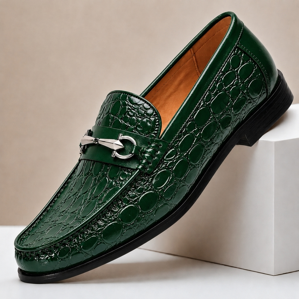 Lucian | Men Croc Texture Horsebit Loafers