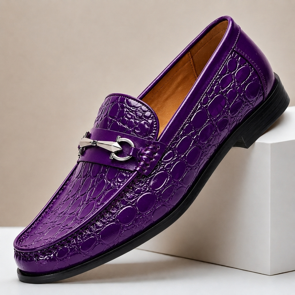 Lucian | Men Croc Texture Horsebit Loafers