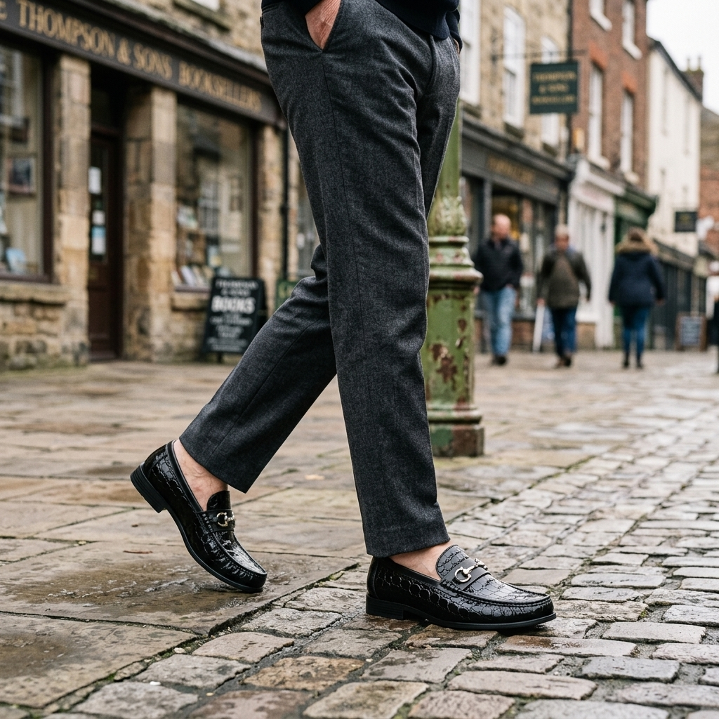 Lucian | Men Croc Texture Horsebit Loafers