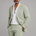 Men's Relaxed Two-Piece Suit Set – Textured Blazer and Straight-Leg Trousers