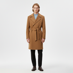 Men's Longline Belted Overcoat – Tailored Winter Coat with Waist Belt