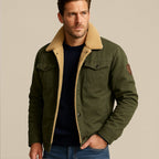 Men's Fleece Lined Button Coat – Warm Winter Jacket with Fleece Collar