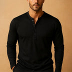 Men's Slim Fit Long Sleeve Henley – Button Neck Casual Top