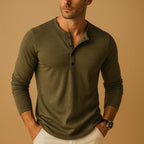 Men's Slim Fit Long Sleeve Henley – Button Neck Casual Top