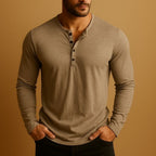 Men's Slim Fit Long Sleeve Henley – Button Neck Casual Top