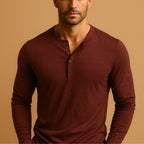 Men's Slim Fit Long Sleeve Henley – Button Neck Casual Top