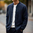 Men's Mandarin Collar Knit Cardigan – Toggle Closure Sweater Jacket