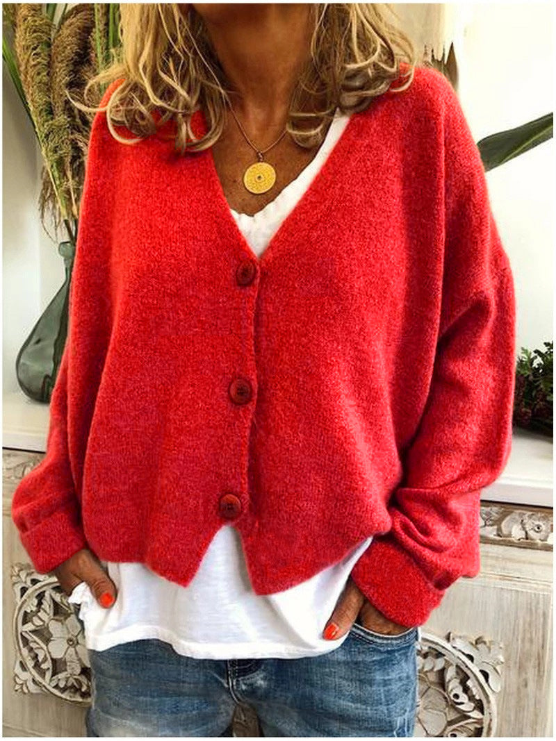 Women's Soft Knit Cardigan – Relaxed Fit Warm Button Sweater