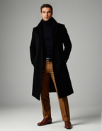 Men's Classic Cotton Blend Overcoat – Tailored Lapel Winter Coat