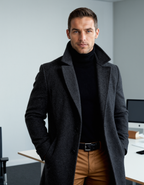 Men's Classic Cotton Blend Overcoat – Tailored Lapel Winter Coat