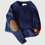 Men's Elbow Patch Crewneck Sweater – Classic Soft Knit Pullover