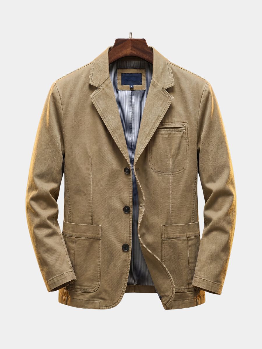 Men's Notch Lapel Casual Blazer – Utility Pocket Tailored Jacket
