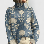 Women's Ribbed Turtleneck Sweater – Relaxed Fit Knit Pullover