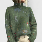 Women's Ribbed Turtleneck Sweater – Relaxed Fit Knit Pullover