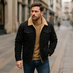 Men's Fleece Lined Button Coat – Warm Winter Jacket with Fleece Collar