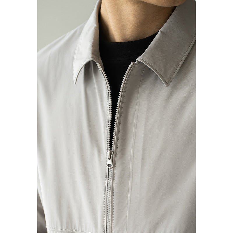Men's Loose Fit Lapel Jacket – Lightweight Casual Jacket with Side Pockets