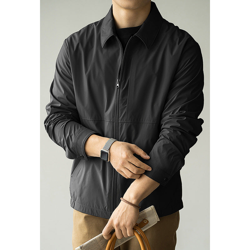 Men's Loose Fit Lapel Jacket – Lightweight Casual Jacket with Side Pockets