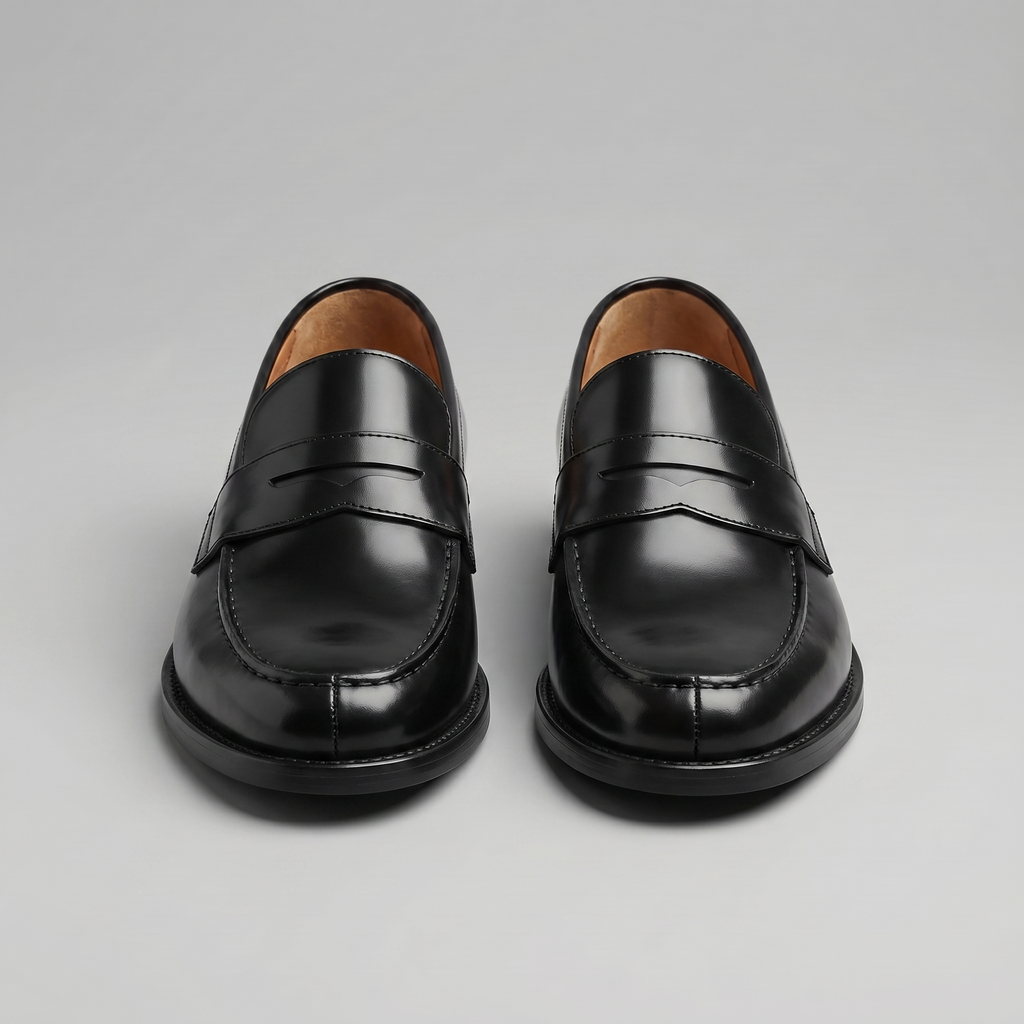 Men's Leather-Look Penny Loafers – Classic Slip-On Smart Casual Dress Shoes