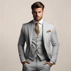 Men's Three-Piece Wedding Suit – Lightweight Jacket, Waistcoat & Trousers