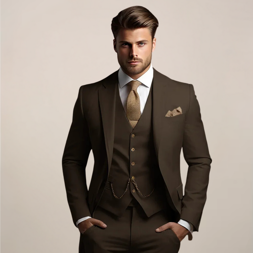 Men's Three-Piece Wedding Suit – Lightweight Jacket, Waistcoat & Trousers