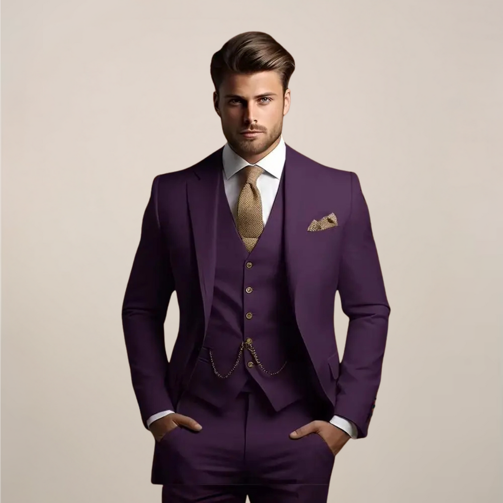 Men's Three-Piece Wedding Suit – Lightweight Jacket, Waistcoat & Trousers