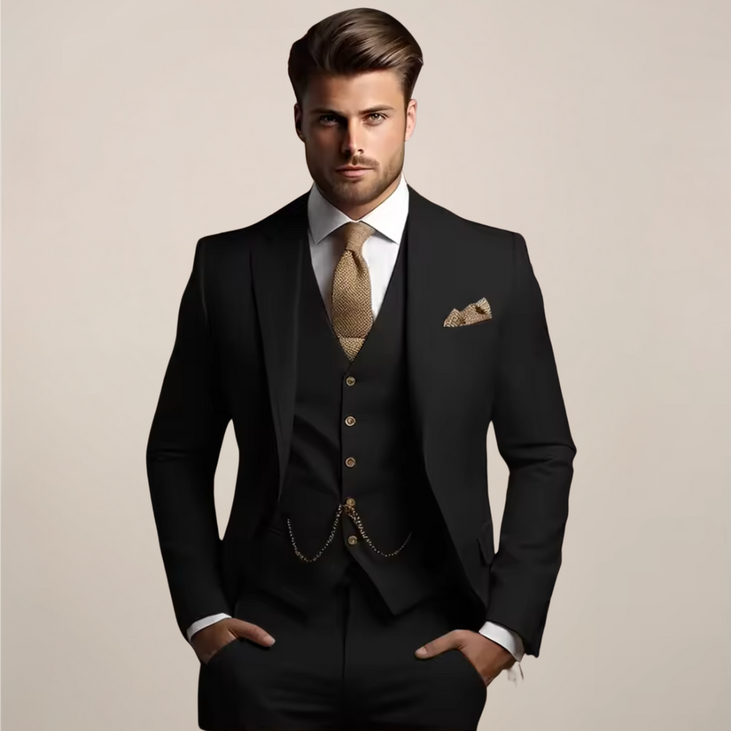 Men's Three-Piece Wedding Suit – Lightweight Jacket, Waistcoat & Trousers