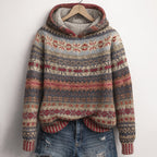 Women's Fair Isle Knit Hoodie – Cozy Patterned Pullover Sweater