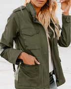 Women's Structured Utility Jacket – Lightweight Zip-Up Jacket with Pockets