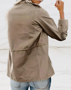 Women's Structured Utility Jacket – Lightweight Zip-Up Jacket with Pockets