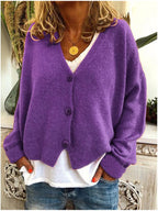 Women's Soft Knit Cardigan – Relaxed Fit Warm Button Sweater