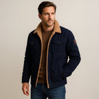 Men's Fleece Lined Button Coat – Warm Winter Jacket with Fleece Collar