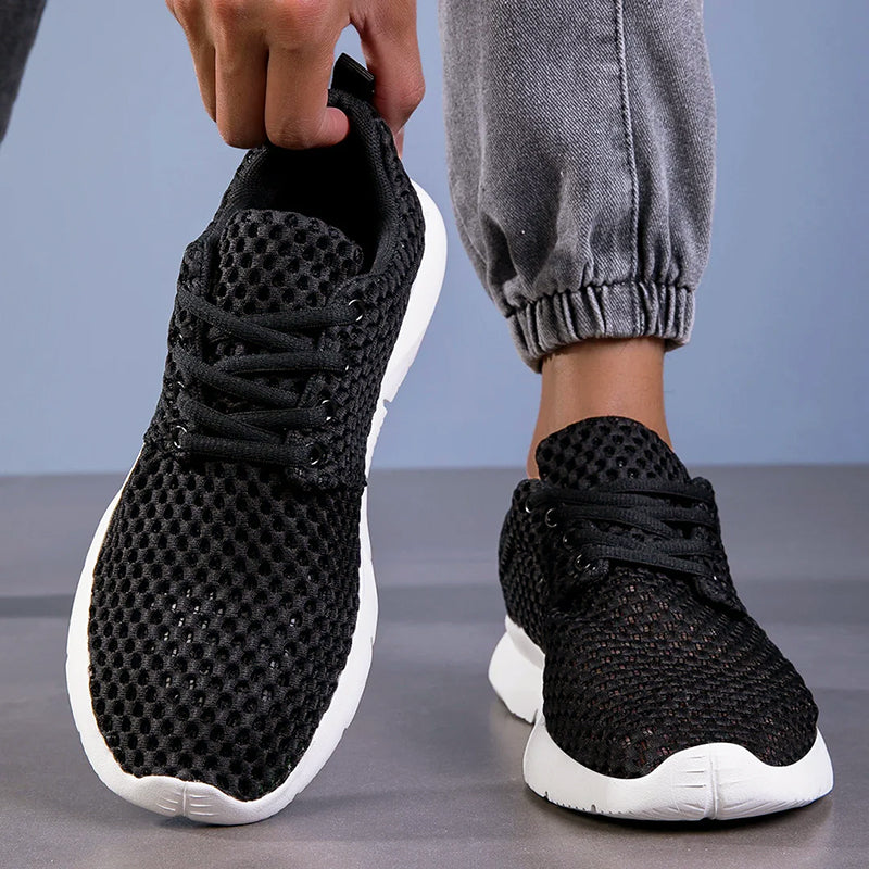 Men's Breathable Mesh Sneakers – Lightweight Lace-Up Walking Shoes