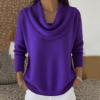 Women's Cowl Neck Knit Sweater – Relaxed Fit Soft Pullover