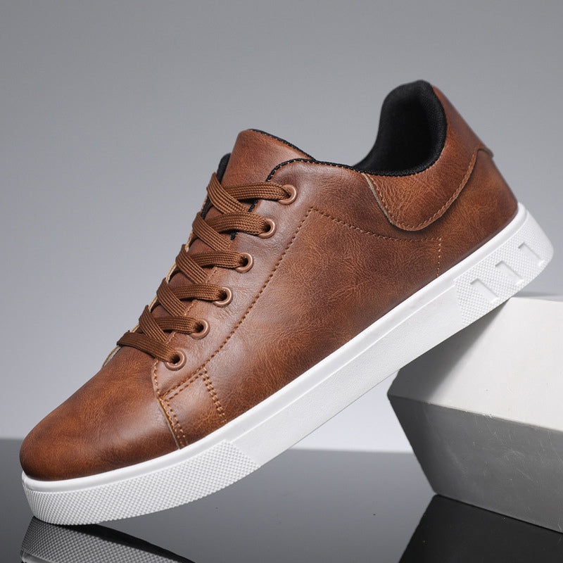 Men's Leather Sneakers – Minimalist Casual Shoes with Cushioned Sole for Everyday Wear