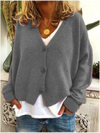 Women's Soft Knit Cardigan – Relaxed Fit Warm Button Sweater