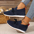 Women's Lace-Detail Slip-On Sneakers – Breathable Non-Slip Walking Shoes