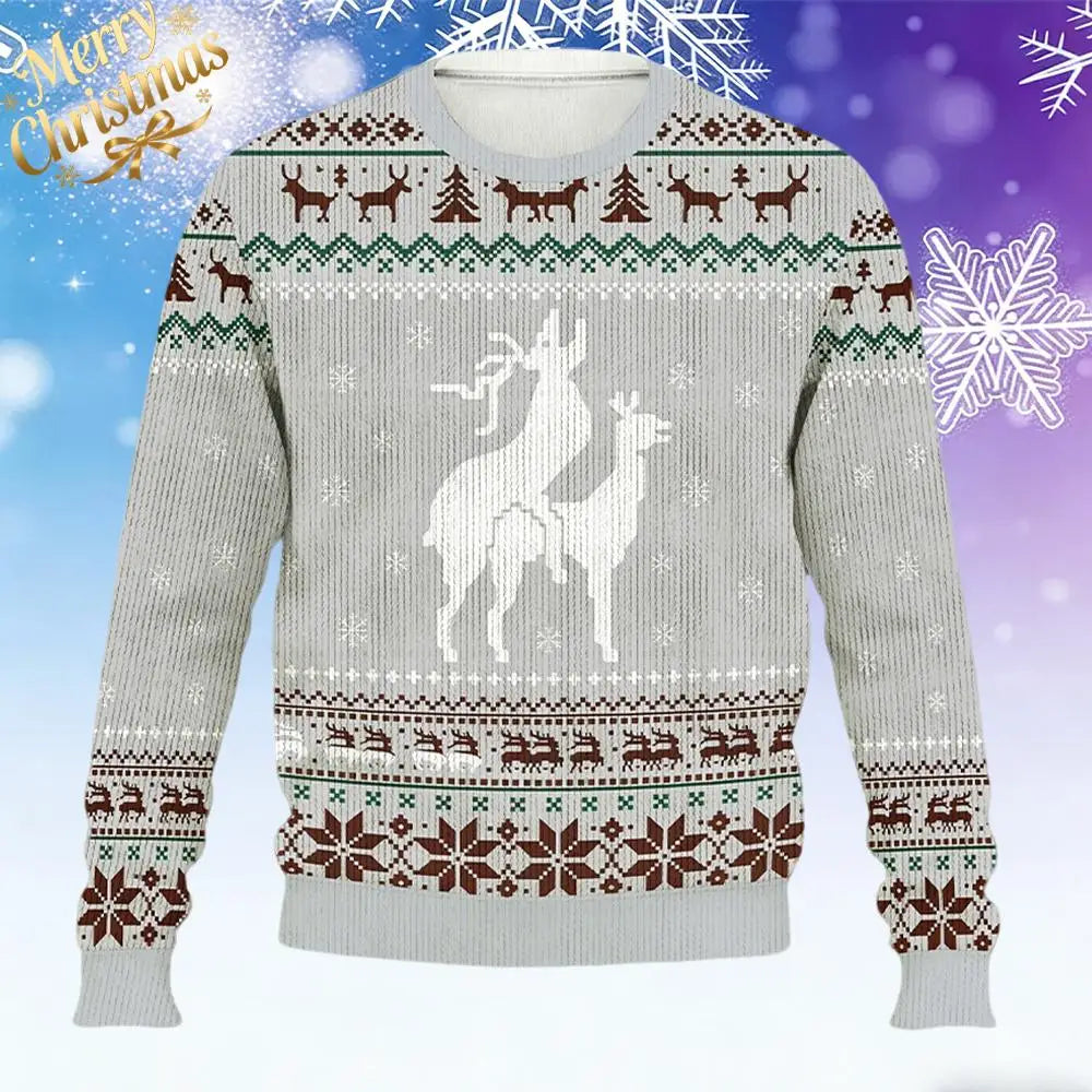Rudy | Unisex Reindeer Print Ugly Christmas Sweater