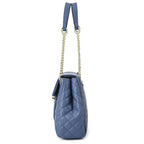 Women's Quilted Chain Handle Bag – Structured Turn-Lock Handbag