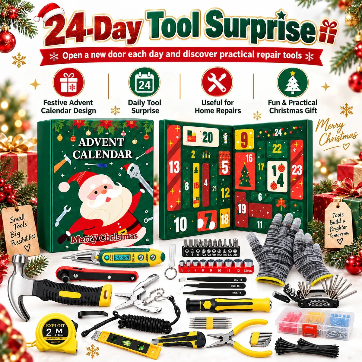 Hank | Mens Hand Tool Christmas Advent Calendar with 24 DIY Tools and Accessories