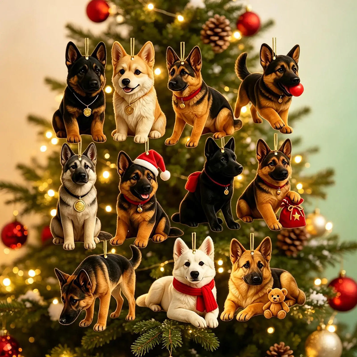 Bruno | German Shepherd Christmas Advent Calendar with 24 Dog Tree Ornaments